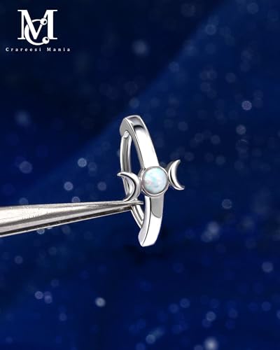 CM Crareesi Mania Moon Phase Belly Button Rings 14G Reversed Belly Rings for Women 316L Surgical Steel Belly Piercing Clicker Ring
