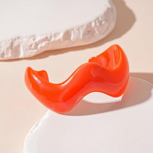 Creative Wave-shaped Opening Cuff Bracelets Statement Colorful Geometric Chunky Bangle Bracelets Acrylic Resin Irregular Wristbands for Beach Vacation Jewelry - color: Orange