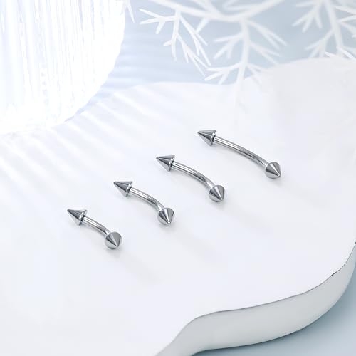 20g 18g 16g 14g Rook Piercing Jewelry Titanium Externally Threaded Curved Barbell Eyebrow Tragus Helix Conch Lobe Labret Earrings Lip Rings Body Piercing Jewelry For Women Men Ball Spike 6mm-19mm - size: 16G - 6/8/10/12mm Spike