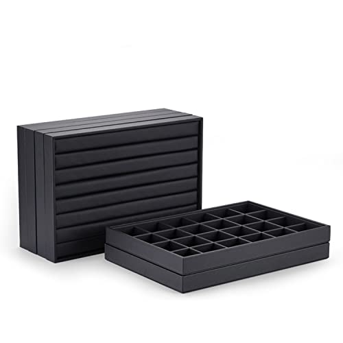 Oirlv Black Leather 24 Grid Jewelry Insert Tray Necklace Pendant Display Tray Jewelry Drawer Organizer(Pack of 1) - style: P017006