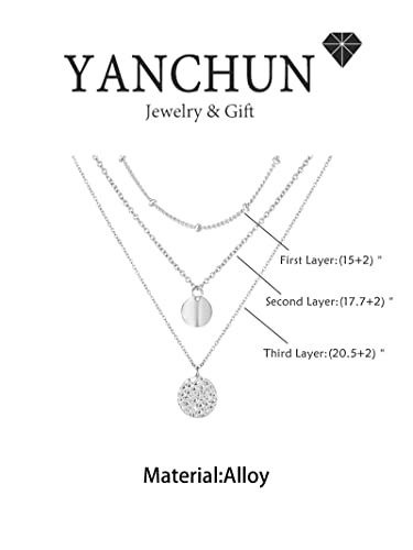 YANCHUN Layered Necklaces for Women Gold Necklace Stack Star Heart Choker Dainty Necklace Love Heart Chain Jewelry Gifts for Women - color: C:Dainty Silver Layered Necklace