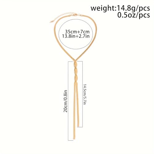 Long Gold Necklace for Women Dainty Lariat Necklaces Twist Snake Chain Y Necklace Charm Trendy Jewelry Gifts - color: Gold
