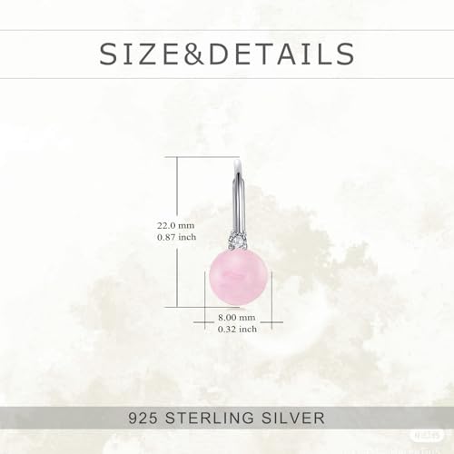 TIGER RIDER Pearl Earrings 925 Sterling Silver Leverback Hypoallergenic Drop Earring Jewelry for Women Birthday Gifts - style: Rose Quartz
