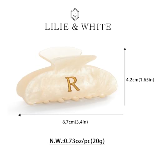 LILIE&WHITE Acrylic Letter Hair Clips For Women Stylish R Monogram | Alphabet Hair Clip Fashion Glitter Claw Clip Elegant And Durable Hair Accessory Large Hair Clips R - color: HC22539R