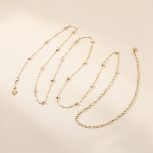 JINEAR 14K Gold Plated Waist Chain for Women Body Chain Belly Chains | Dainty Bead Chains Waterproof Summer Beach Bikini Accessories Gold Jewelry Belt Festival Outfits for Women - color: Gold Ball Body Chains