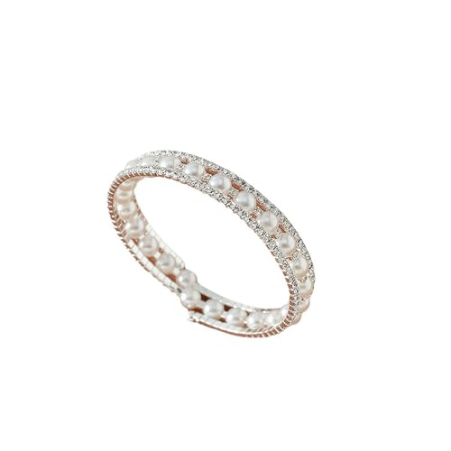 Pearl Stretch Cuff Bracelet for Women Adjustable Multilaye Rhinestone Crystal Bracelet Wedding Party Brides Bridesmaid Jewelry - color: Gold Style