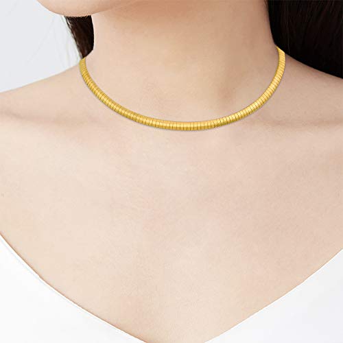 Italian Omega Chain Necklace - color: Gold, size: 6mm