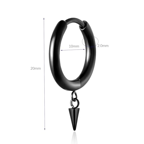 Titanium Huggie Hoop Earrings Hypoallergenic Nickel Free Hinged Sleeper Earrings for Sensitive Skin Cartilage Helix Lobes - style: 10mm black PC