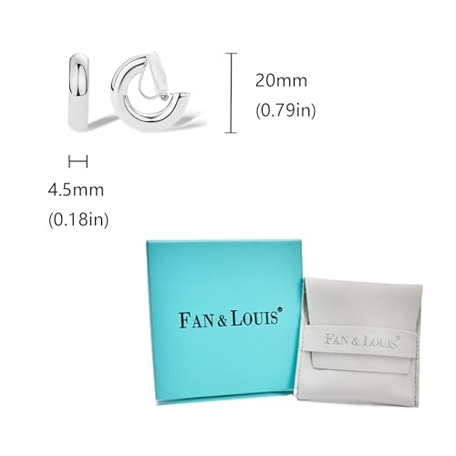 FAN&LOUIS Gold Clip On Hoop Earrings,Gold Silver Chunky Small Open Hoops Clip-On Earrings for Women Trendy Non-Pierced Ears Lightweight Teen - style: Silver