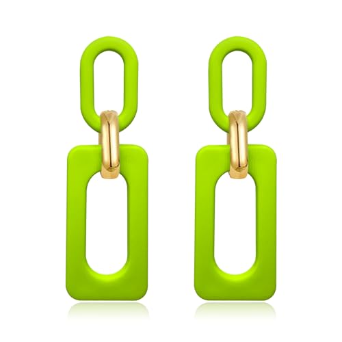 Acrylic Rectangle Earrings for Women, Fashion Square Drop Earrings,Statement Jewelry - color: laurel-green