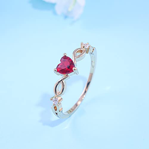 Women Heart Shaped Engagement Rings Inlaid Zircon Anniversary Rings Elegant Exquisite Wedding Jewelry (A-Red, 10) - color: A-red, size: 10