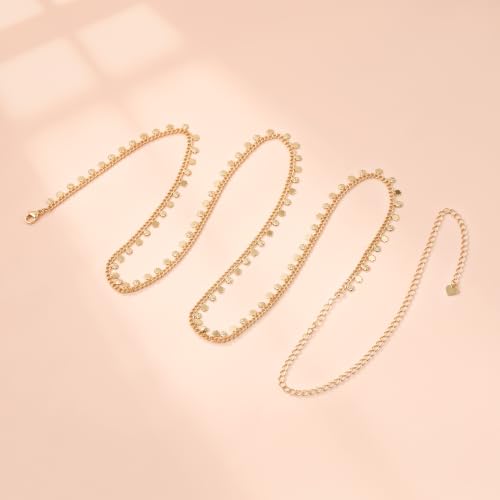 JINEAR 14K Gold Plated Waist Chain for Women Body Chain Belly Chains | Dainty Bead Chains Waterproof Summer Beach Bikini Accessories Gold Jewelry Belt Festival Outfits for Women - color: Flower Body Chains