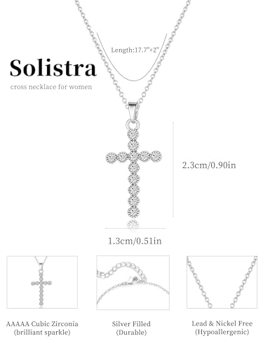 Cross Necklace for Women, 14K Gold Plated Cubic Zirconia Cross Pendant Necklace, Trendy Christian Jewelry Gifts for Baptism First Communion Christmas - color: Style E - Silver