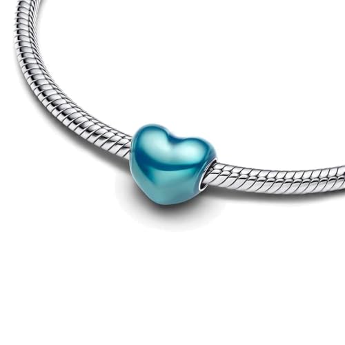 S925 Sterling Silver Enamel Colorful Heart Charm Fit Bracelets Necklaces | Black Pink Blue Green Red Enamel Heart Charms DIY Fashion Holiday Jewelry Gift Valentines Day & Anniversary for Women - color: Silver-1495