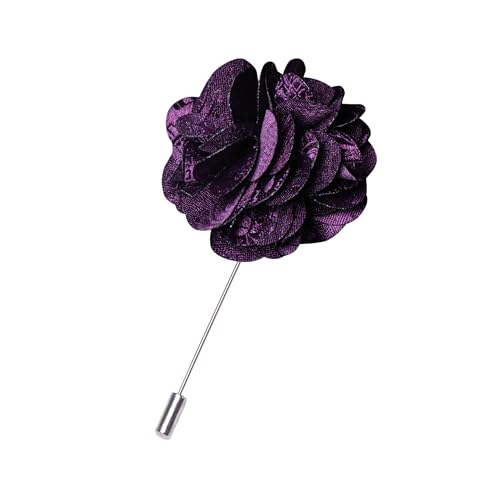 JEMYGINS Mens Paisley Tie and Lapel Pin Necktie Pocket Square and Tie Clip with Sets for Business Casual 4PCS - color: Purple/Black