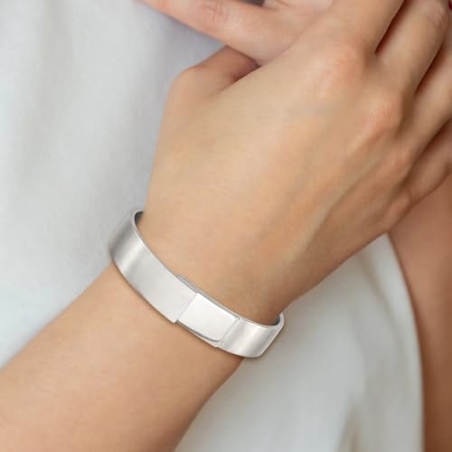 Chisel Brushed & Polished Hinged Bangle in Stainless Steel, 13mm