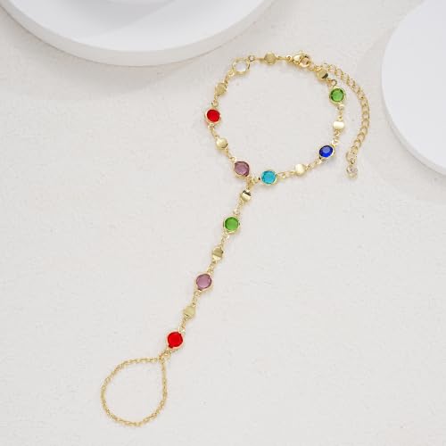 3PCS 14K Gold-Plated Hand Chain Bracelets for Women, Stack Bracelets Set Adjustable, Trendy Dainty Ring Bracelet Hand Chain - color: gold-3-set