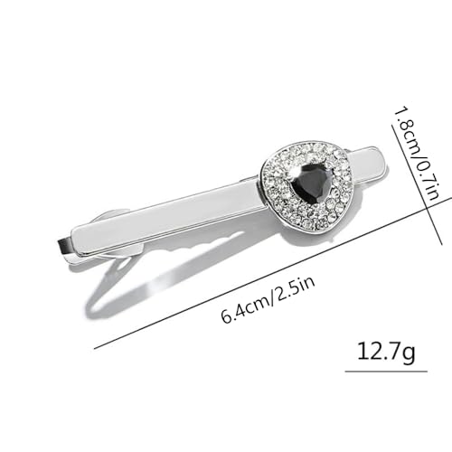 Rhinestone Triangle Tie Clip Bar for Men Silver Plated Fashion Crystal Geometric Birthstone Business Necktie Suit Shirt Tuxedo Formal Wear Brooch Dress Accessories Dainty Party Jewelry - color: Black CZ