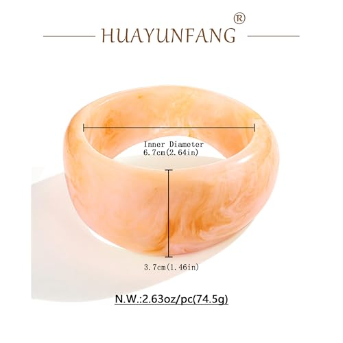 Chunky Acrylic Bangles Bracelets For Women Geometric Acrylic Resin Acetate Mottled Wide Bangle Bracelet Statement Colorful Bangles for Party - color: 04-wide bangle