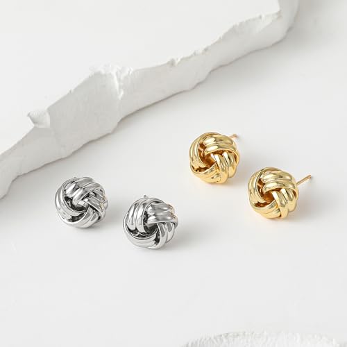 SHERLOVE Chunky Knot Gold Earrings Women Statement Drop Dangle Earrings | 14K Gold Plated Hypoallergenic Lightweight,Trendy Dainty Elegant Cute,Women Gold Jewelry Fashion Accessories Gifts - color: Knot Gold E