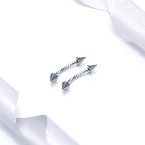 20G 18G 16G 14G 12G 8G 6G 4G 2G Astm F136 Titanium Internal Thread Eyebrow Piercing Jewelry Curved Barbell Vertical Labret Lip Daith Rook Earrings Navel Belly Button Ring Piercing Jewelry - style: 16G, 8MM Length-Spike