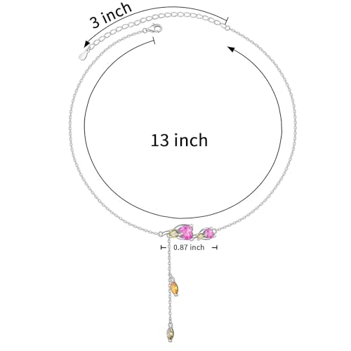 Ladytree S925 Sterling Silver Dainty Simple Choker Necklace,Rolo Chain,Adjustable 13 inches to 16 inches - style: 15_Rose Choker