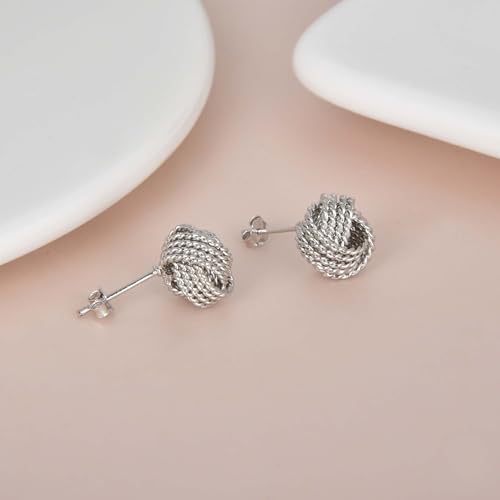 Love Knot Stud Earrings for Women Gold Plated Knot Earrings Geometric Twisted Statement Earrings Trendy Jewelry - color: Silver 11.5mm Twisted Knot