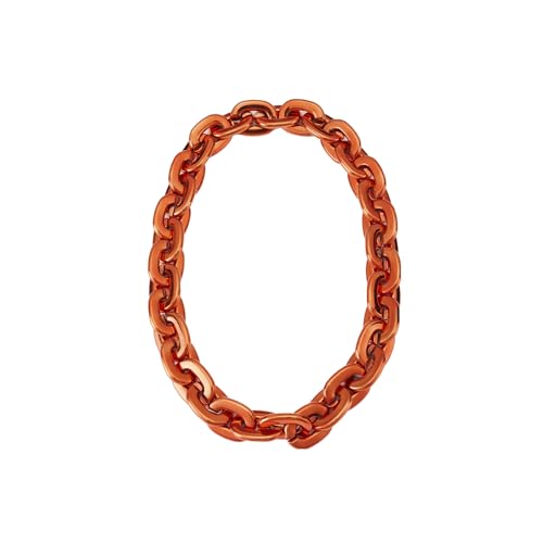 Passed colorfast test 39-inch Large Plastic Chain Necklace with Gift Box | 2/4 Pack with Gift Box,Gold Plastic Chain,Hip Hop Rapper Style, Fade Resistant,Detachable,for Parties, Awards,Prizes, Unisex - color: Red