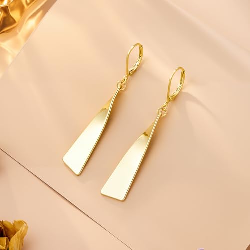 ALEXCRAFT Silver Dangle Earrings for Women Trendy Silver Drop Leverback Earrings for Women Long Hypoallergenic Dangle Earring for Jewelry Gifts - color: Gold