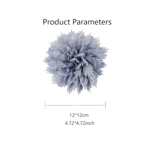 12cm Holiday Handmade Fabric Flower Brooch Pin for Women Girls Fashion Gold Thread Stripes Peony Brooches Lapel Hair Pins Dainty Anniversary Wedding Festival Dress Accessories Gift - color: Blue