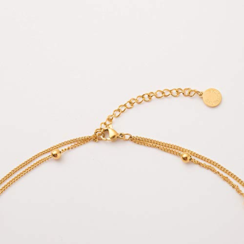 BaubleStar Crescent Pendant Necklace Layering Titanium Chain Choker for Women - color: Gold