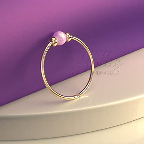 Jolliz Opal Nose Rings Hoops โ 24 Gauge Classic Design, Elegant Nose Rings for Women & hypoallergenic Nose Piercings Jewelry Perfect for Any Occasion with Comfortable Fit - color: Pink Opal Gold