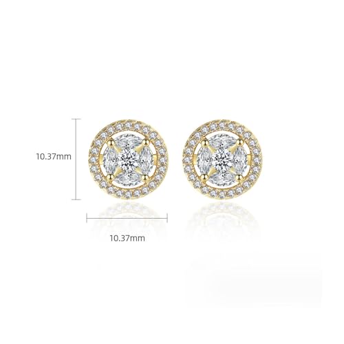 Gold Plated Geometric Style Sparkly Dainty Rectangle Teardrop Shaped AAAAA Australia Crystal with Cubic Zirconia Y Necklace Fashion Jewelry for Women & Teen Girls - color: Round Earrings Gold