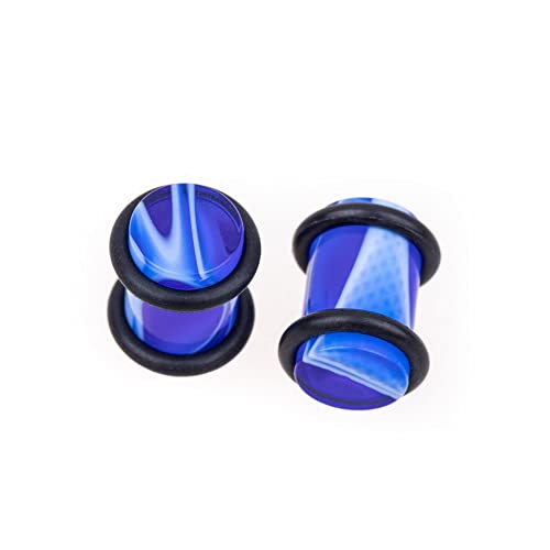 50 PCS Ear Stretching Kit 14Gauges-00Gauges Earring Marble Acrylic Taper Piercing Jewlery Sets - color: Dark Blue