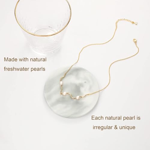 Tewiky Pendant Necklace for Women 14k Gold Plated Chain Choker Necklaces | Dainty Necklaces,Aesthetic Simple Necklace,Jewelry Gifts for Women - color: pearl bar choker gold