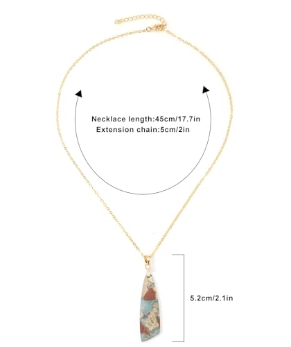 Nature Stone Necklaces for Women Boho Pendant Necklace 18K Gold Chain Necklaces - color: Beige Gold