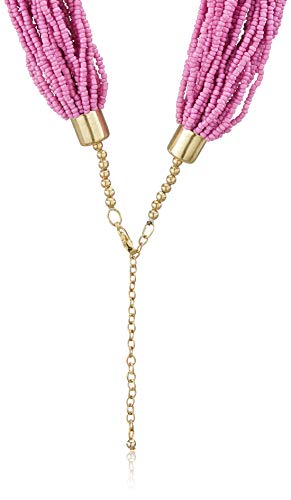 Bohemian handmade beaded statement necklace for women and girls by Ishvaku - color: Fuchsia
