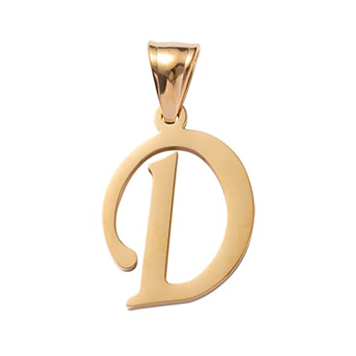 Initial Charms Gold Initial Pendant 14k Gold Letter Charm Name Pendant for Women and Men - style: D