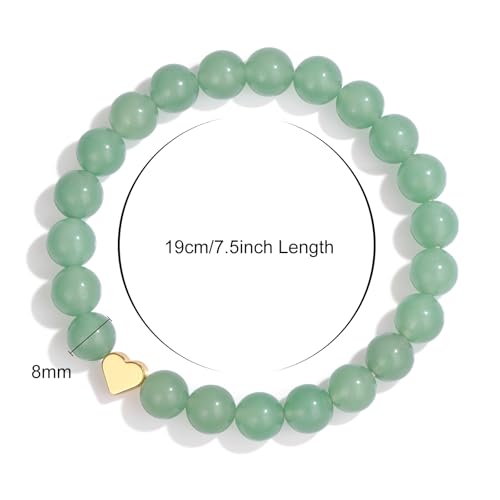 Healing Bracelet For Women Anxiety Beaded Bracelets Jewelry Healing Stone Crystal Bracelet Stress Relief Yoga Beads Chakra Bracelets Gifts For Women pink - color: Heart-Green Aventurine