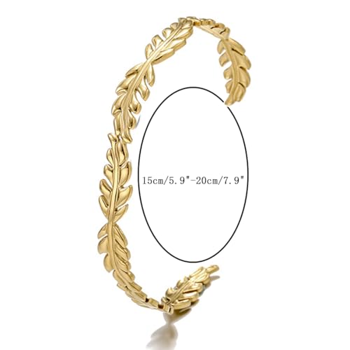 Womens Cuff Bracelets Heart Open Bangle Jewelry - color: Leaf Gold