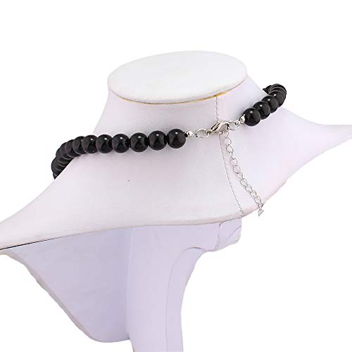 Bridal Wedding Faux Pearl Statement Necklace and Clip on Earrings Bracelet Jewelry Sets Women Bib Choker Necklace - color: Black