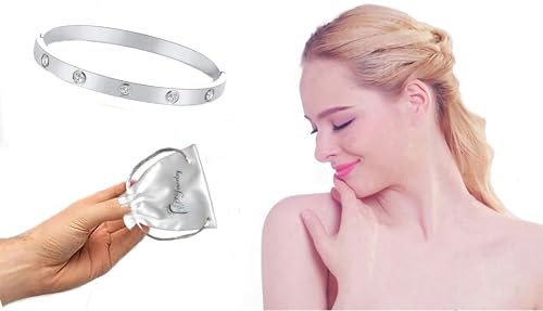 Stainless Steel for Ladies Men Bracelet Bangle Yellow 18k Gold Plated Diamonique CZ stone crystal - color: silver