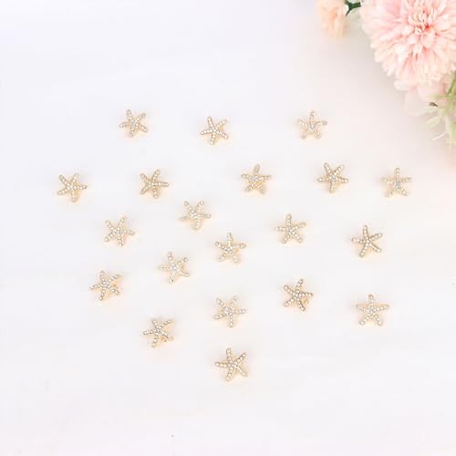 YISSION 20 Pcs Gold Starfish Hair Clips Cute Rhinestone Hair Pins Small Hair Barrettes Starfish Hair Clip Mermaid Hair Accessories for Girls Women Beach Party - color: Gold & White Rhinestone