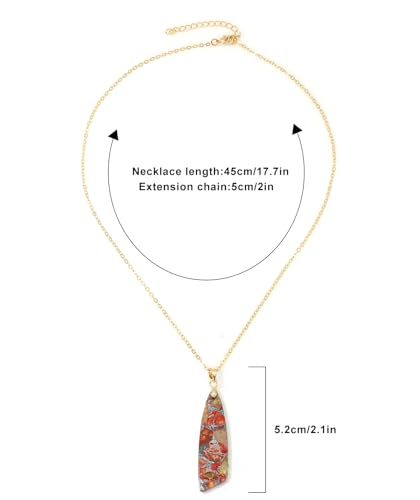 Nature Stone Necklaces for Women Boho Pendant Necklace 18K Gold Chain Necklaces - color: Orange Gold