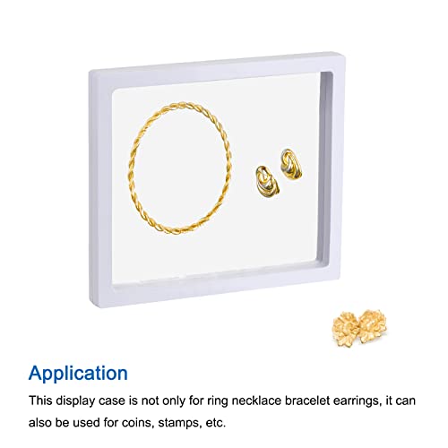 MECCANIXITY Floating Frame Display Holder Stand 3D Jewelry Display Box 7.09 x 7.09 x 0.79 inch White for Ring Necklace Bracelet Earring Pack of 2 - color: White, size: 7.09 x 7.09 x 0.79 inch