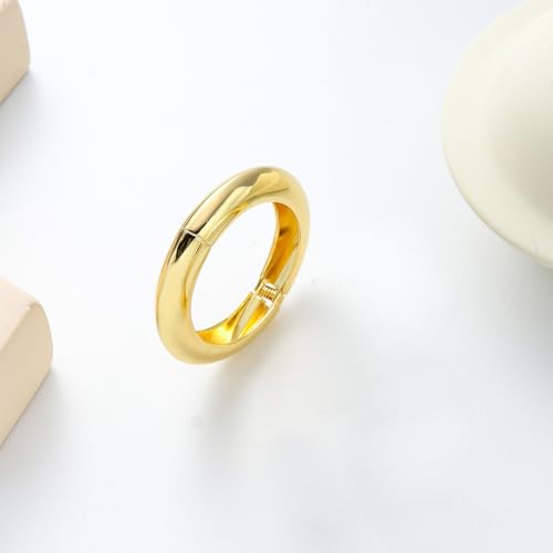 2pcs Gold Bangle Bracelets for Women, Trendy Hinged Cuff Open Wide Chunky Gold Bracelet Stack Arm Cuff Jewelry for Women - color: I-Gold Bangle