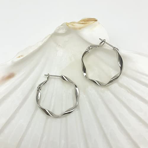 Rose/White/18k Gold Plated Hoop Earrings Lightweight Hoop Earrings For Women Loop Earrings 1in 2in - color: White Gold, size: 30mm