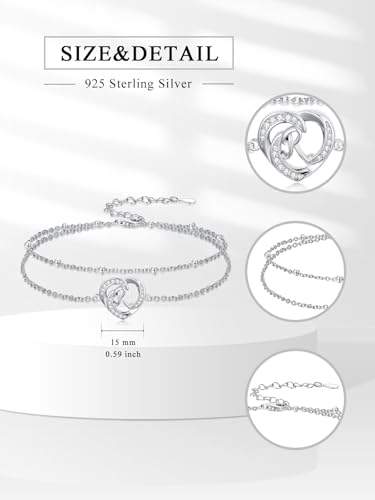 Dorunmo Initial Anklet 925 Sterling Silver Letter A-Z Layered Heart Anklet Beach Jewelry Birthday Gifts for Women - color: R
