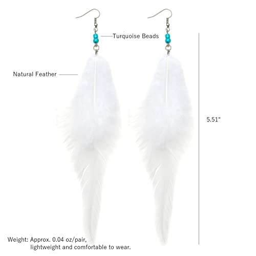 RUOFFETA Long Feather Earrings for Women, Boho Bohemian Earrings Multicolor Tassel Handmade Feather Earrings for Women Dangling - style: Style N