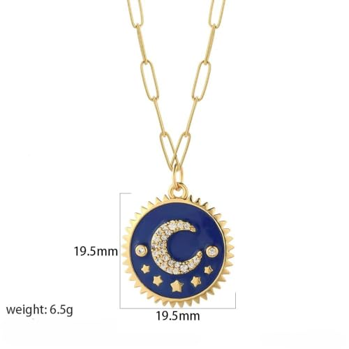 925 Sterling Silver Sun and Moon Necklace Pendant Star Necklace Set Sun moon pendant necklace twitches necklace sun and moon Necklaces and Cloud Sun and Moon Jewelry for Women, - color: NK008G5AC210331G3
